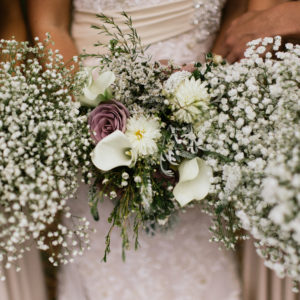 White and blush pink wedding flowers