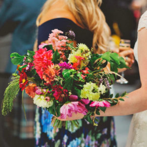 colourful wild locally sourced wedding flowers
