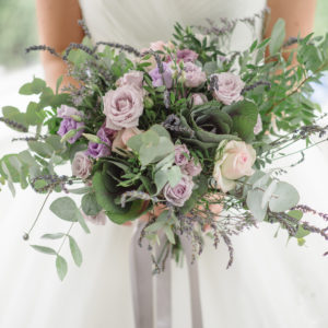 Rustic wild purple wedding flowers