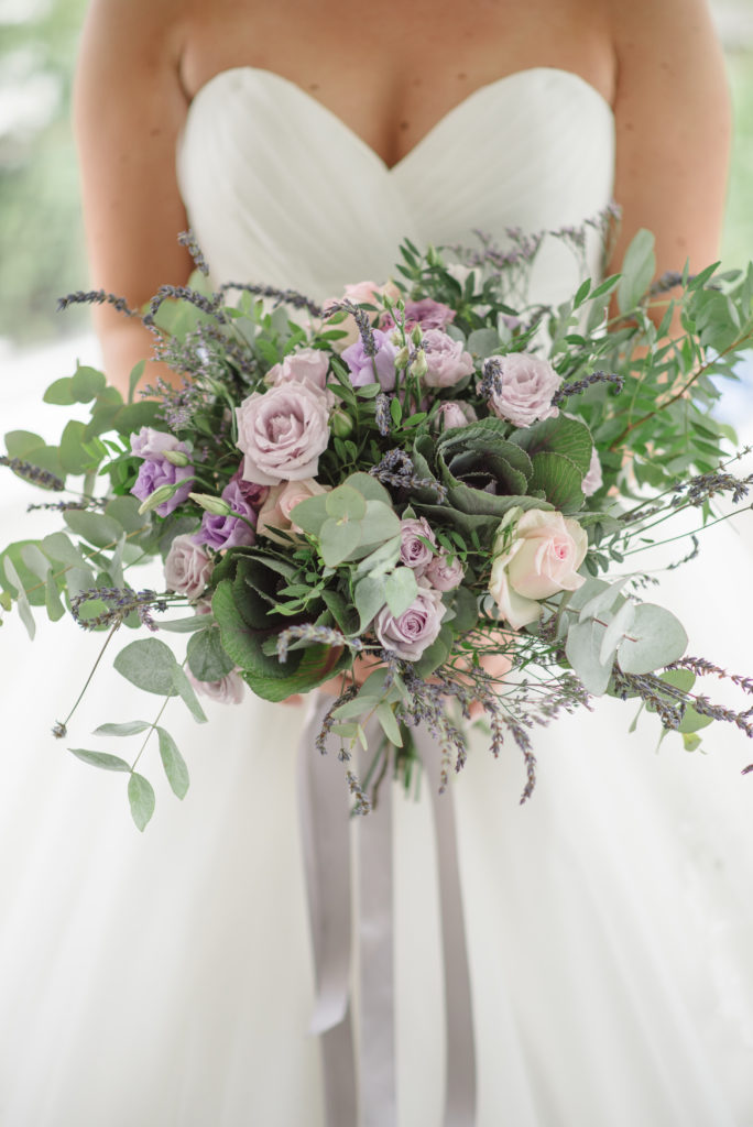 Rustic wild purple wedding flowers