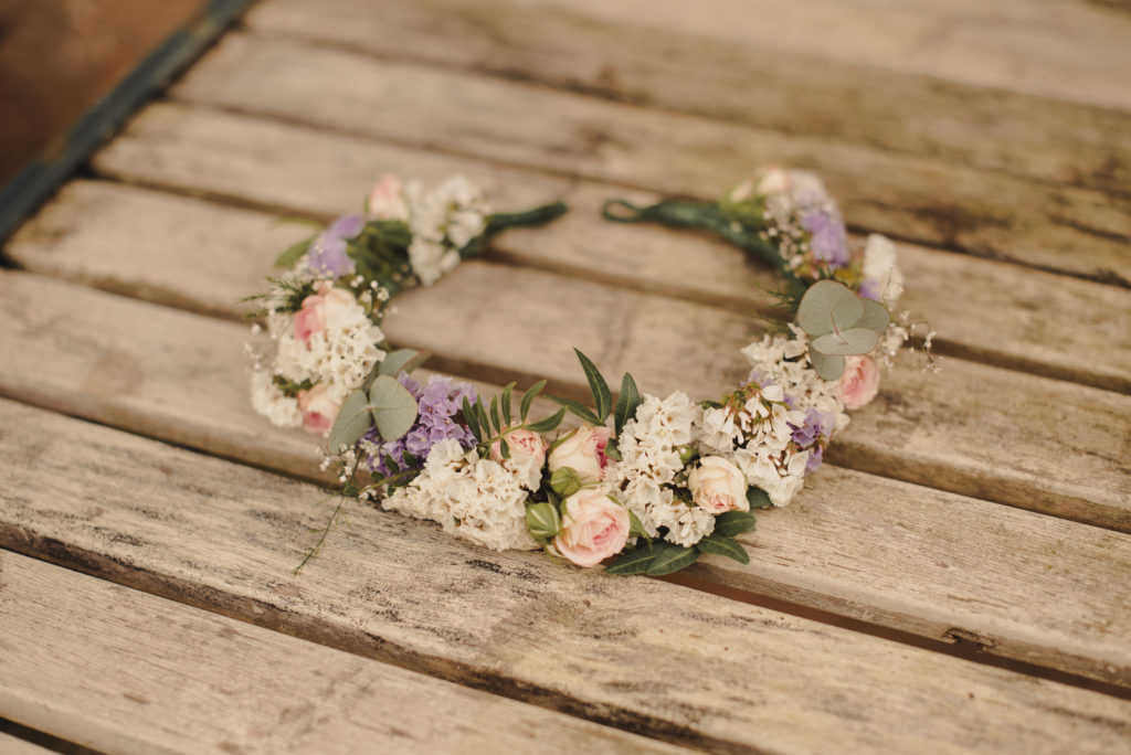 Floral Crown rustic wild flowers wedding Scotland