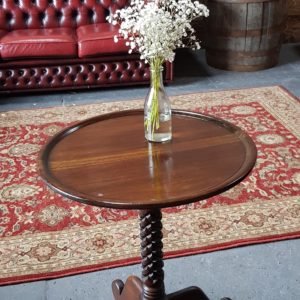 Round Antique Side Table with flowers