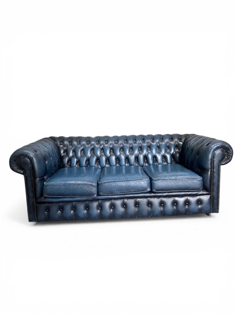Blue Chesterfield 3-seater